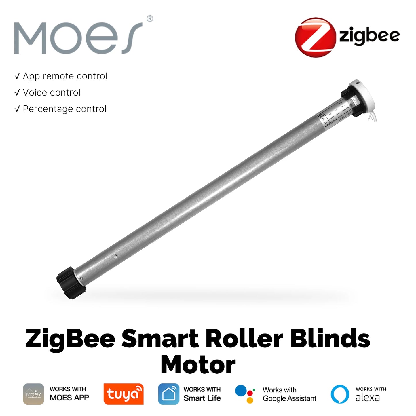 MOES Tuya Automatic Smart Zigbee Roller Shade Blinds Motor for 38mm Tube Remote Control work with Smart Life Alexa Google Home