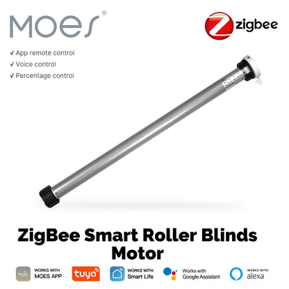 MOES Tuya Automatic Smart Zigbee Roller Shade Blinds Motor for 38mm Tube Remote Control work with Smart Life Alexa Google Home