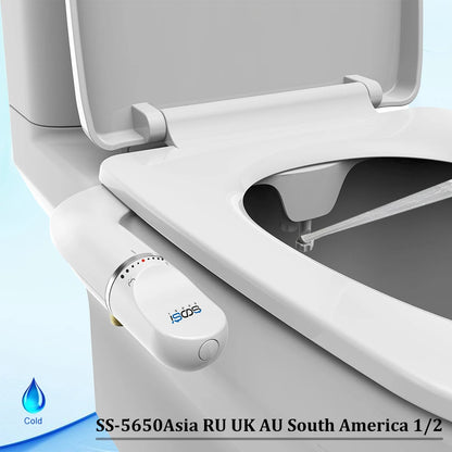 SOOSI Toilet Seat Bidet Attachment Ultra-Slim Double Nozzle Adjustable Water Pressure Non-Electric Ass Sprayer