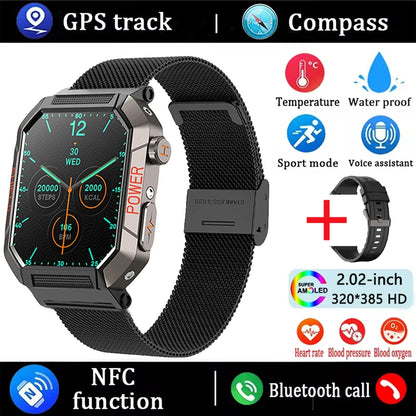 2026 New 2.02" Smart Watch Professional ECG & PPG Health Monitor Bluetooth Call GPS Track Recorder IP68 Waterproof for Men Women