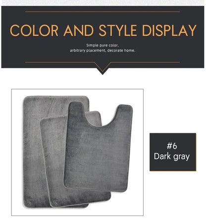 Three Piece Toilet, Bath Floor Mat, Shower Mat, Bath Absorbent Mat, Non Slip Carpet, Soft and Comfortable, Laundry Room.