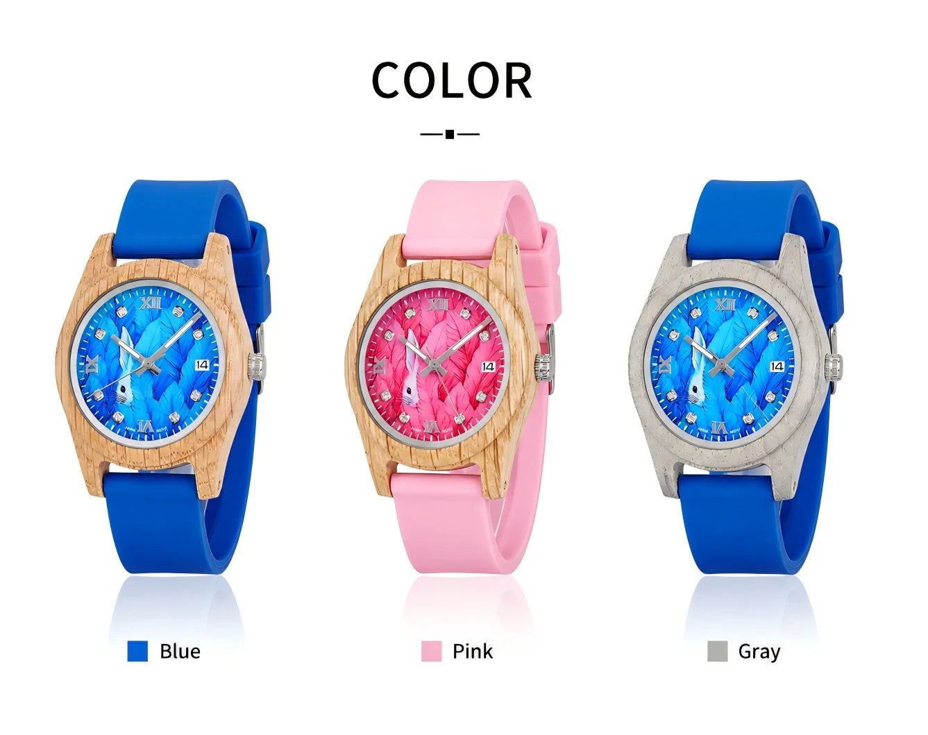 Women's Pink Wooden Watch Luxury Fashion Wristwatch Gift for Girls Elegant Quartz Watch with Silicone Strap Support Dropship
