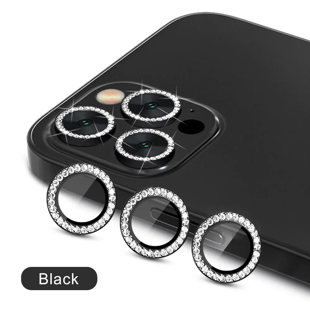 9D Diamond Lens Protector For iPhone 17 Pro Max Air Camera Tempered Glass Compatible with iPhone 14 15 16 Pro Max Ring Cover Cas