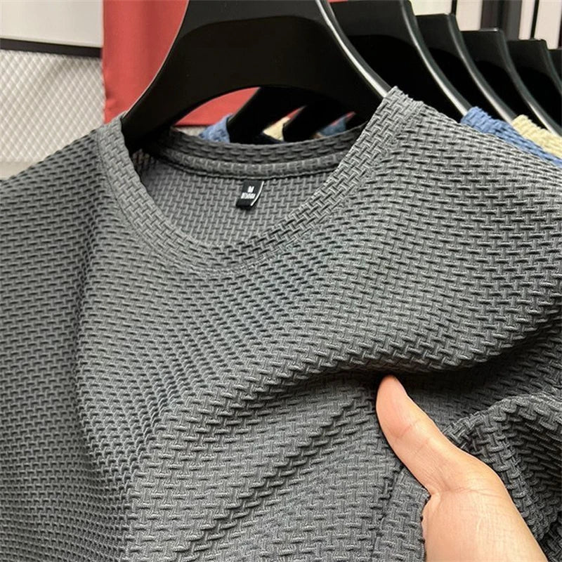 Ice Silk Mesh T-shirt Men's Short Sleeve Round Neck Tshirt Man Summer Half Sleeve Men Thin Solid Color Sports Tees Tops