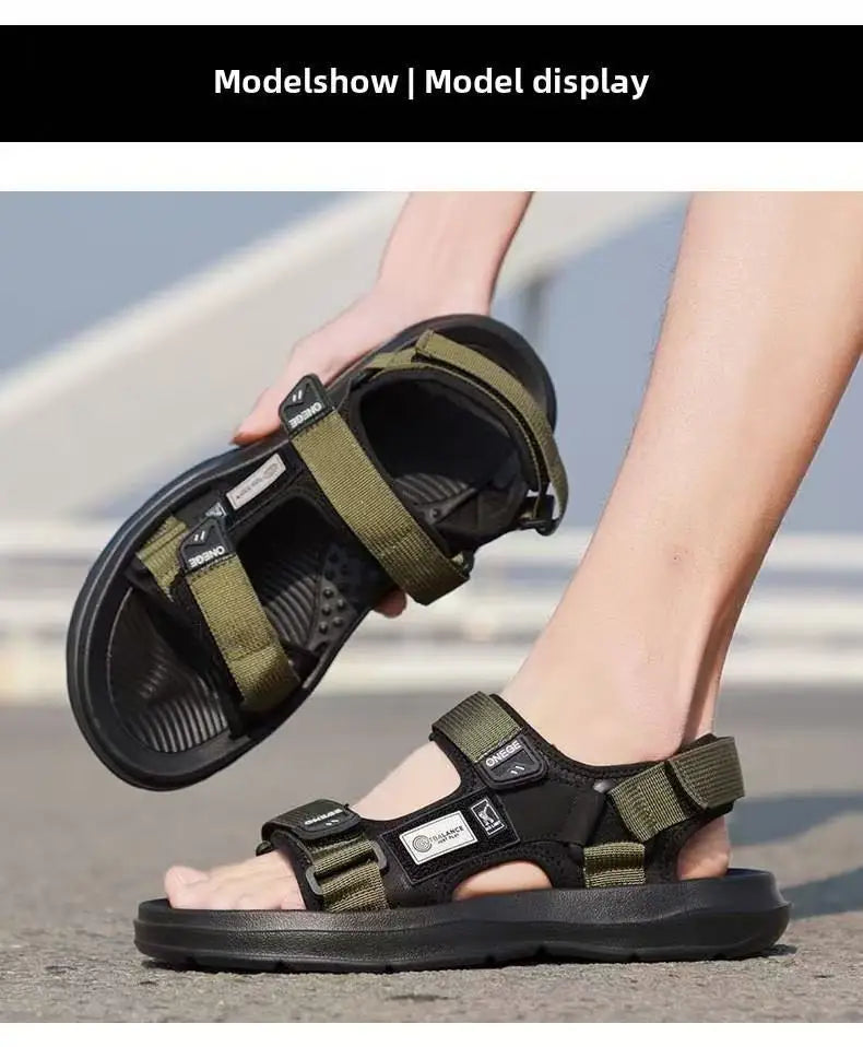 A Pair of New Summer Wear-Resistant Men's Sandals, Breathable Casual Business Beach Shoes, Thick-Soled Non-Slip Soft-Soled Shoes