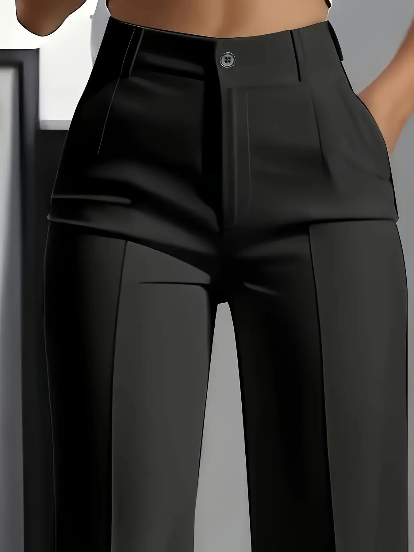 Women's High-Waisted Straight-Leg Trousers Formal Office Trousers Slim-Fit Cut Classic Solid-Colour Suit Trousers