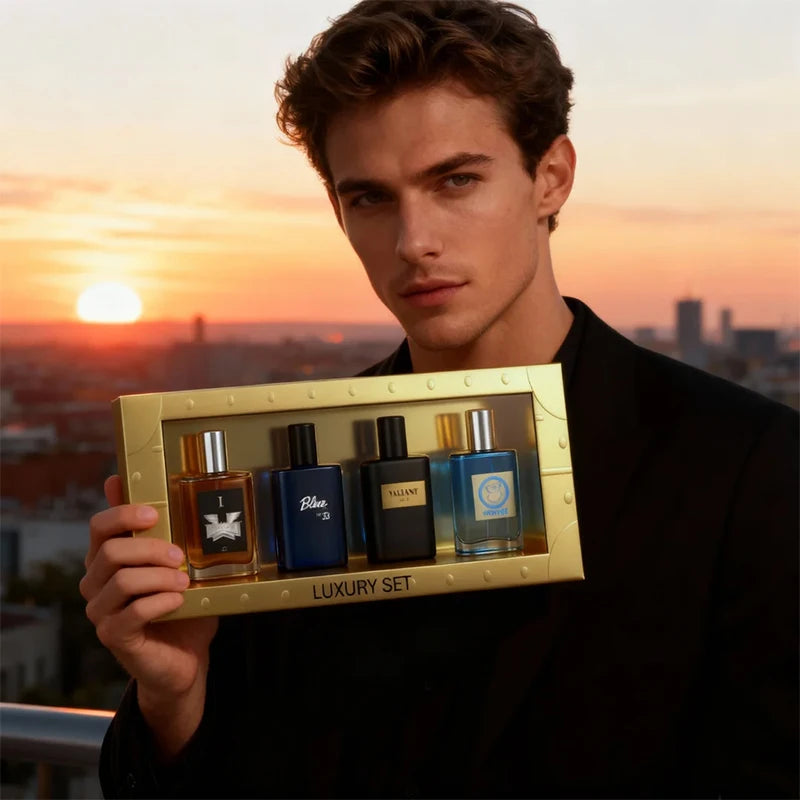 4-Piece men's Perfume Gift Set (0.68oz Each ) - 4Long-Lasting Fruity aroma & Fresh Scents, The Perfect Holiday, Date & Party Gif