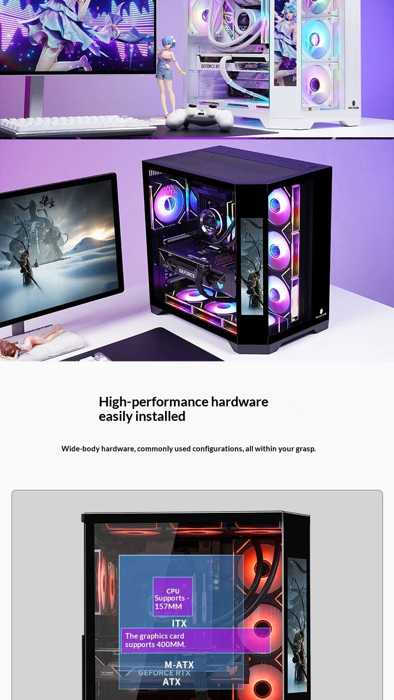 WJCOOLMAN Dreamer PLUS Secondary screen PC case with full side sea view room 360 water cooler Computer case gabinetes gamer