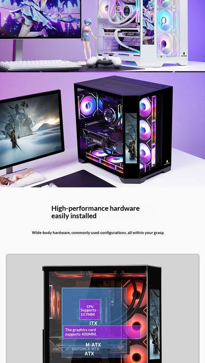 WJCOOLMAN Dreamer PLUS Secondary screen PC case with full side sea view room 360 water cooler Computer case gabinetes gamer