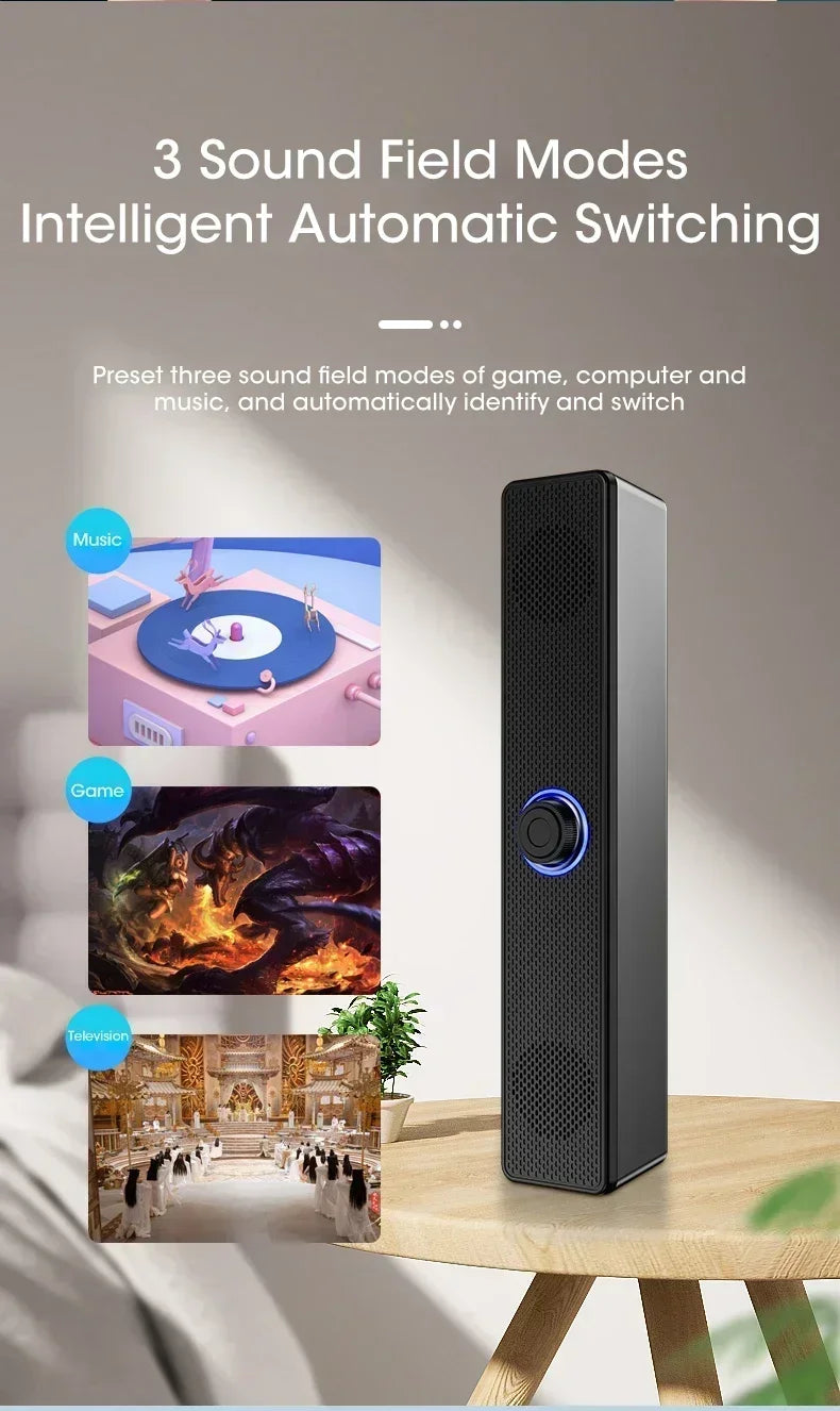 Wireless Soundbar for TV, Desk Audio Player & Home Theater Speaker for Movies, Music, Sports, Apartment & Living Room Use