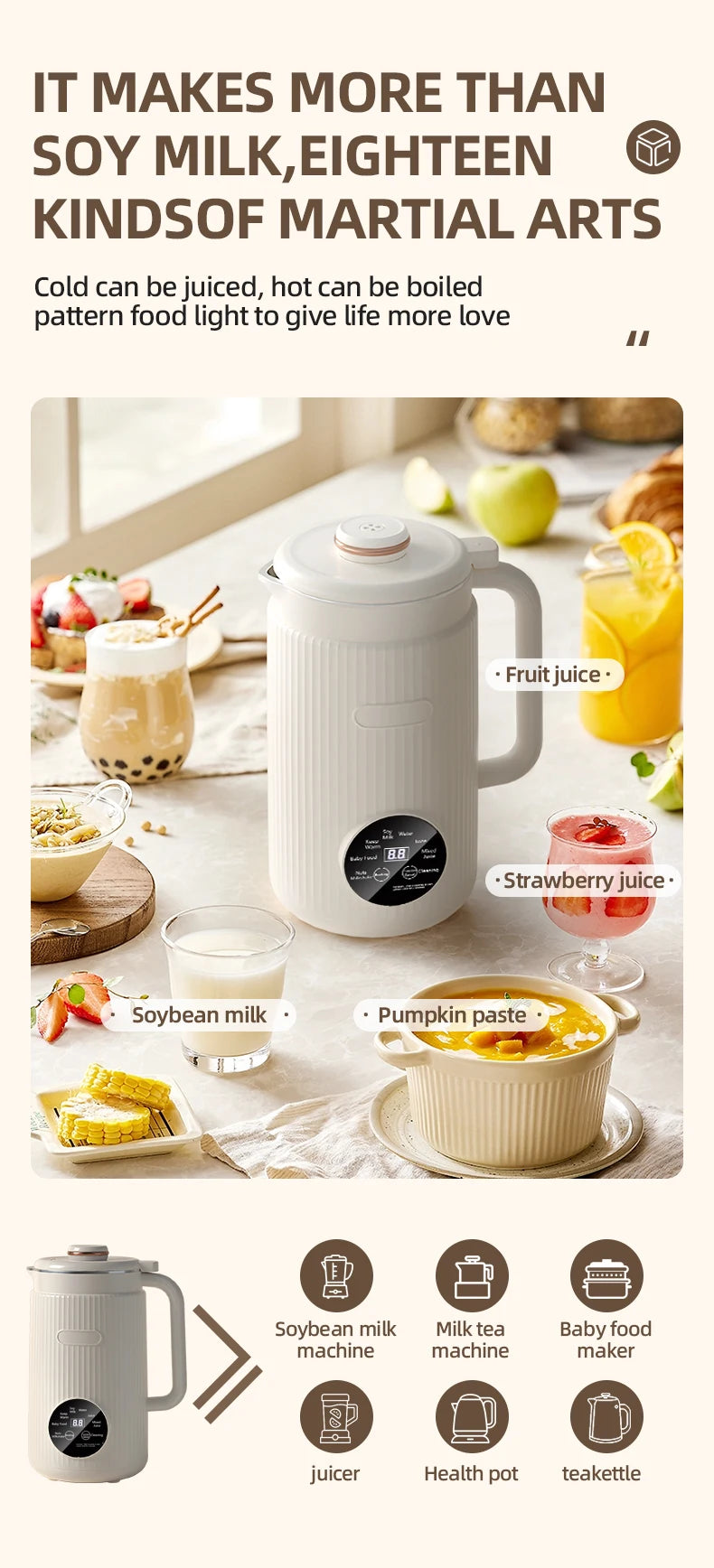 8-in-1 Multifunctional Automatic Nut Milk Machine&Coffee Maker, 40oz Auto Self-Cleaning Delay Start, Keep Warm Boil