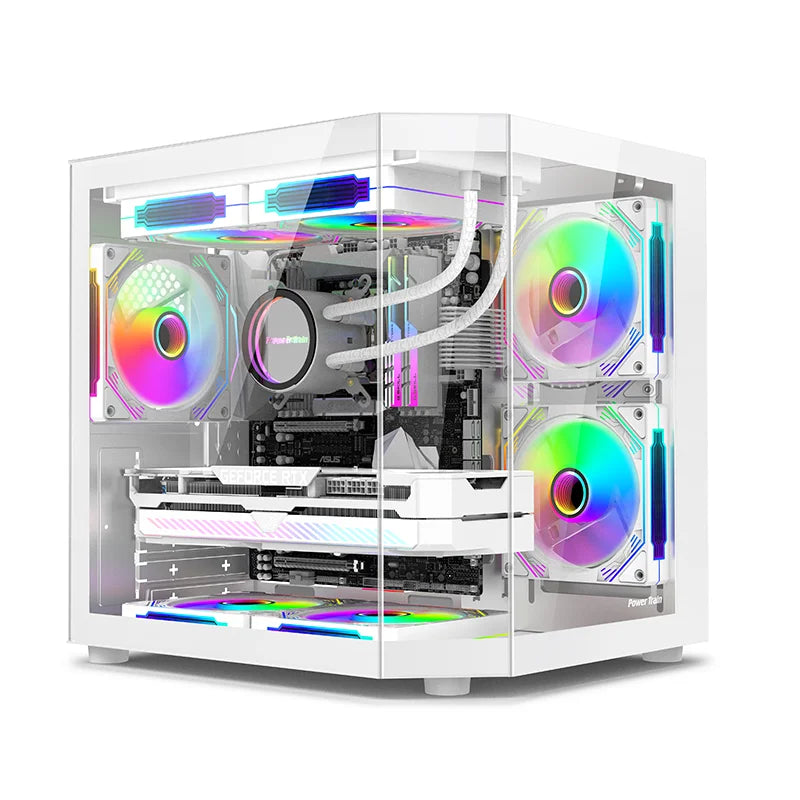 Power Train Star Realm M-ATX Desktop Computer Case Without Pillars Three Sided Glass Panoramic Sea View Room 240 Water Cooling
