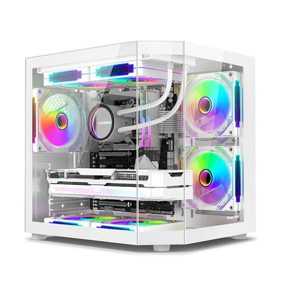 Power Train Star Realm M-ATX Desktop Computer Case Without Pillars Three Sided Glass Panoramic Sea View Room 240 Water Cooling