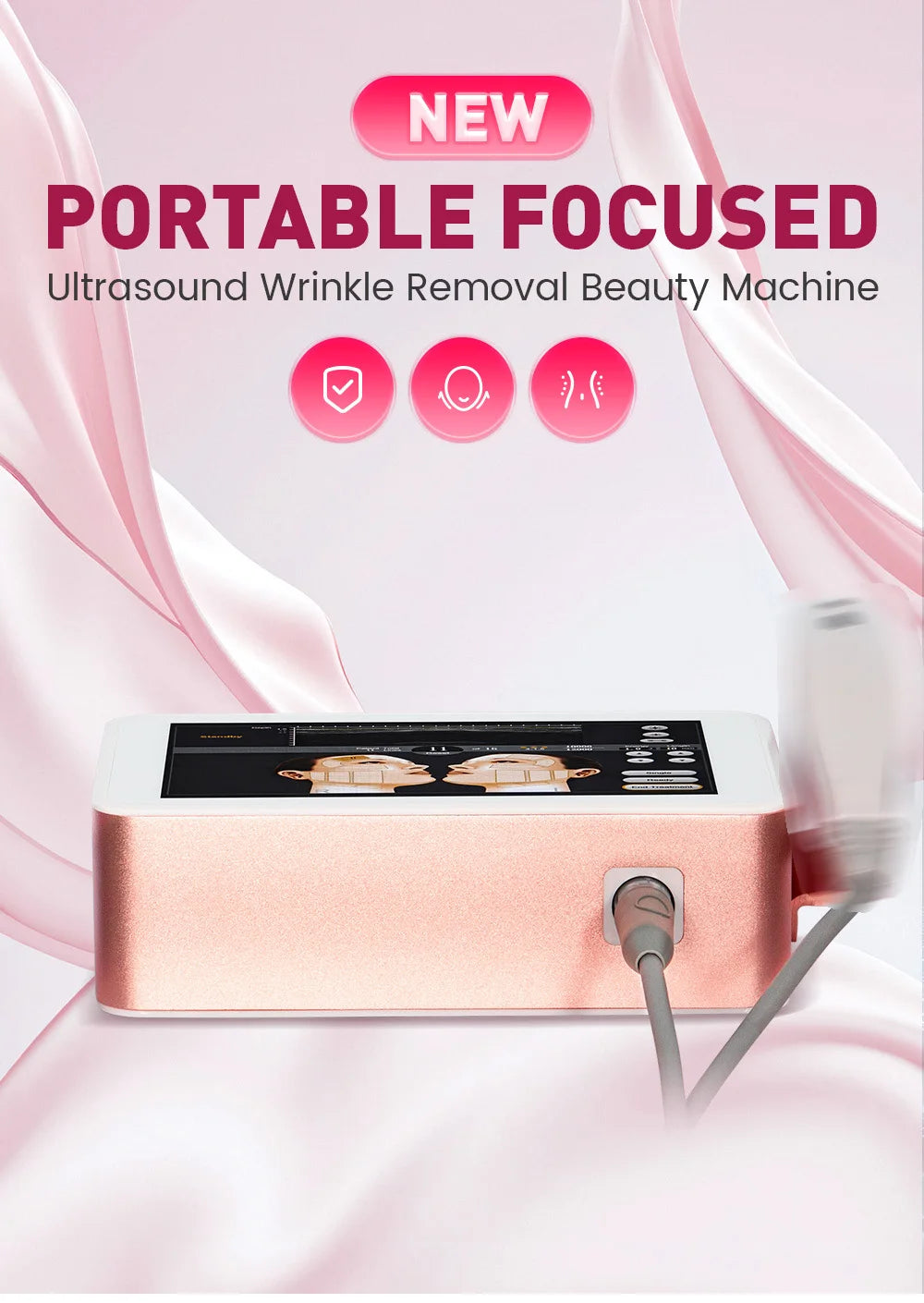 Portable 7D lifting and firming professional beauty instrument with ultrasonic focusing technology for efficient maintenance