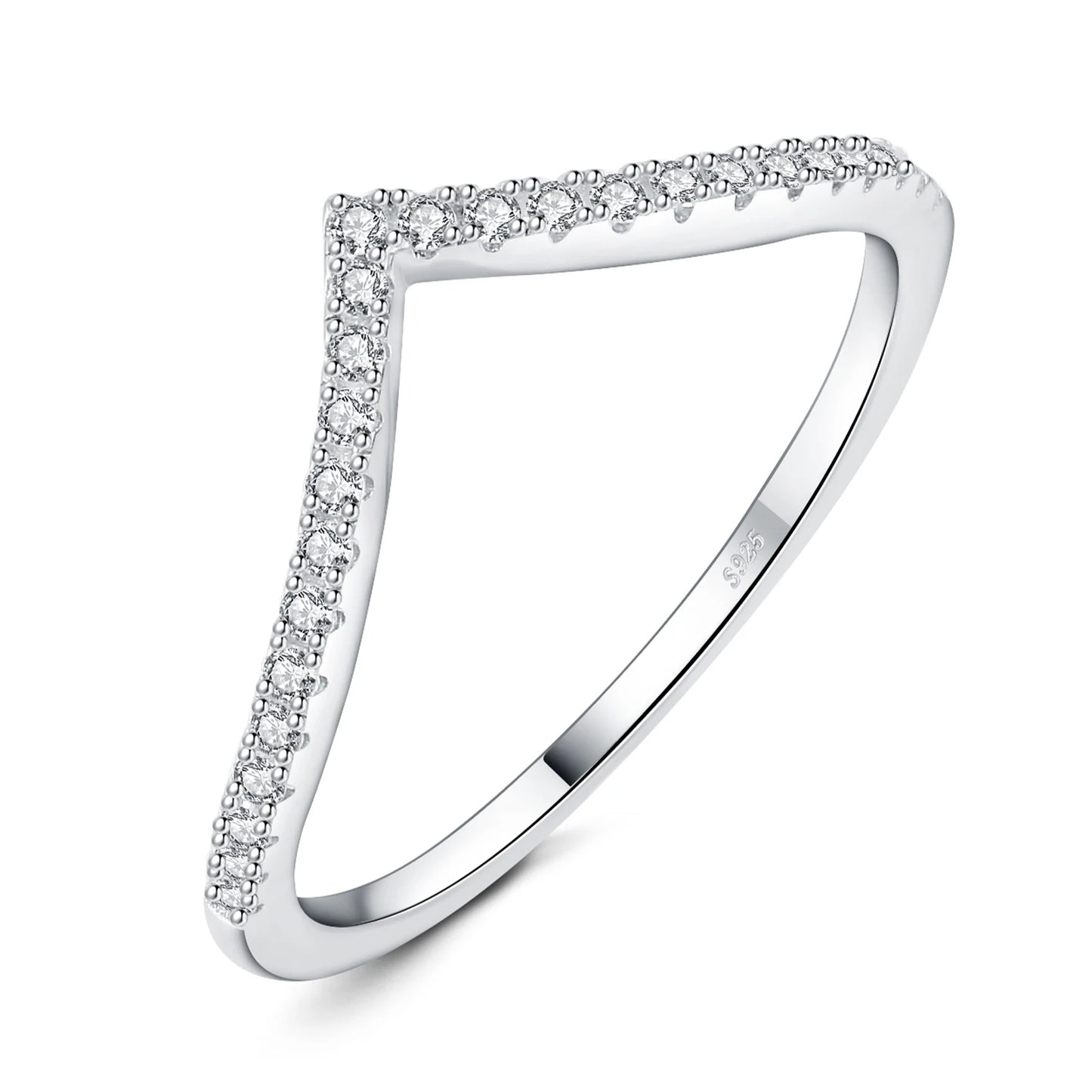 JewelryPalace Moissanite D Color Round Cut 925 Sterling Silver V Shape Stackable Wedding Ring for Woman Yellow Rose Gold Plated