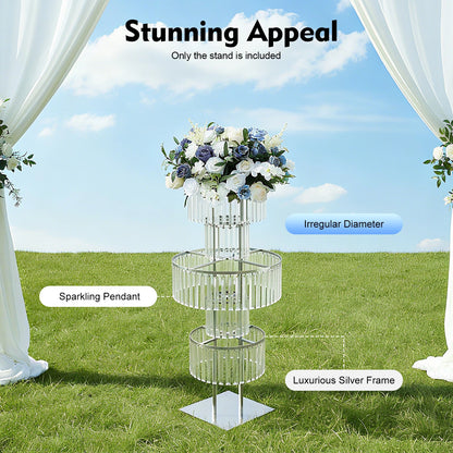 5 Tiers Wedding Centerpieces Flower Stand, 110cm Acrylic Crystal Flower Vase Rack Floor Table Decor Display Holder, Gold/Silver