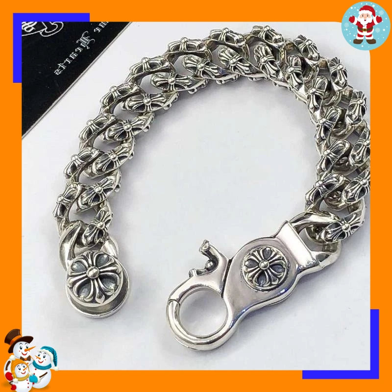 Bracelet Punk Cross Full Flower Domineering Old Sword Hip Hop Rock Fashion Thick Bracelet Men's