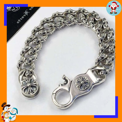 Bracelet Punk Cross Full Flower Domineering Old Sword Hip Hop Rock Fashion Thick Bracelet Men's