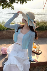 V-Neck Long-Sleeve Knit Cardigan