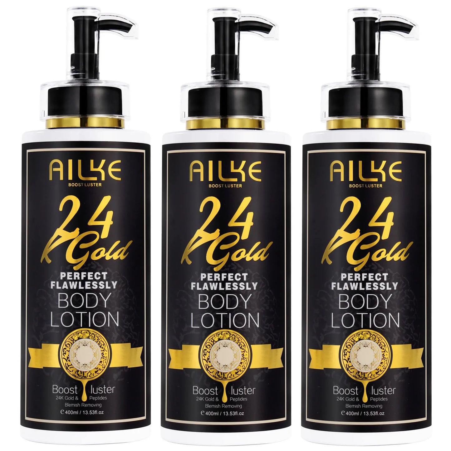 AILKE 24K Whitening Skin Set, Lightening, Remove Black Spots, Melanin, Stains, Even Skin Tone, Moisturizing, for All Skin Types