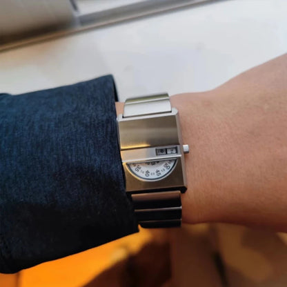 Square Sports Watch for Men Silver Stainless Steel Strap Luxury Brand New in Men's Watches High Quality Gifts Quartz Watch