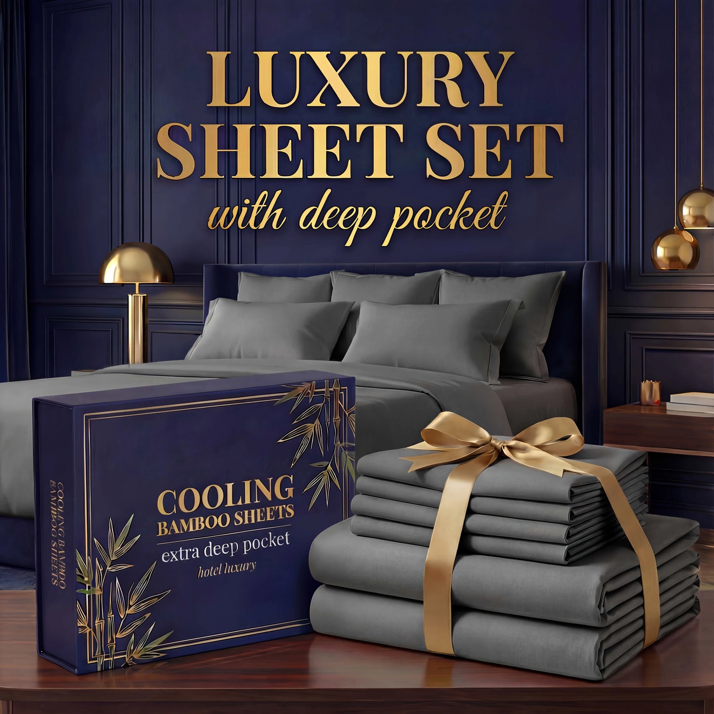 3pcs/ 4pcs Bamboo Cooling Bed Sheet Set -14"Deep Pocket, Shrink-Resistant, Fade-Resistant, Skin-Friendly Bedding Set With 1or2 Pillowcases, 1 Flat Sheet, 1 FittedSheet, Cozy Comfort