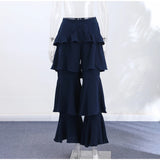 Tiered Ruffle Wide-Leg Pants
