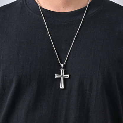 Stylish Men's Stainless Steel Cross Necklace,Punk Hip Hop Cross Pendant Necklace,Birthday Party Jewelry Gift for Him Dad Son