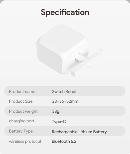 Tuya Bluetooth Type-C 5V Rechargeable 5.2 Smart Switch Fingerbot Plus Robot Button Pusher Arm Switch Support Alexa Google Home