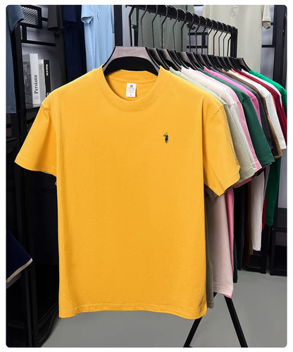 2025 Xiaoma Fashion Brand Pure Cotton Men's Short sleeved T-shirt Summer New High end Comfortable Casual Round Neck Top