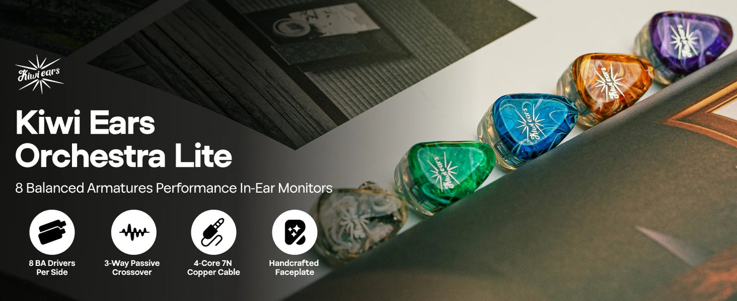Pre-order Kiwi Ears Orchestra Lite 8BA Performance In-Ear Monitor HiFi Earphone Earbuds with 4-Core 7N Oxygen-free Copper Cable