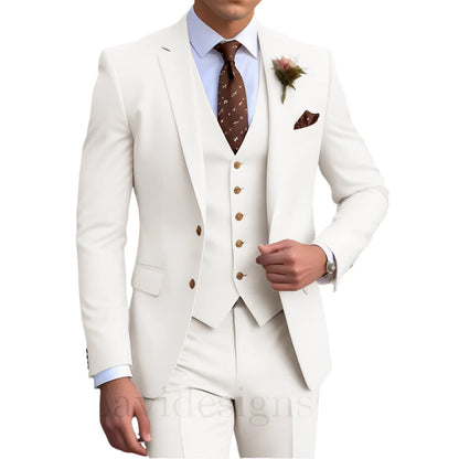 Elegant Men's Wedding Tuxedo Slim Blazer Pants Vest Three-piece Suit XS-5XL Custom Youth Suit 2025 New Style Suit