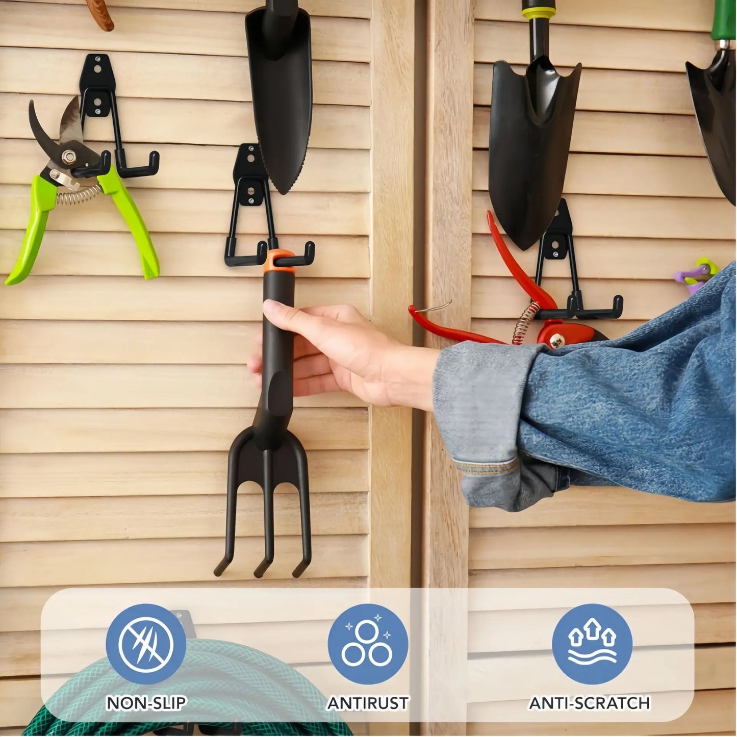 Heavy Duty Metal Hook Garage Organizer Steel Wall Mount Anti-slip Bicycle Hanger Hooks Ladders Bulky Items Storage Garden Tool