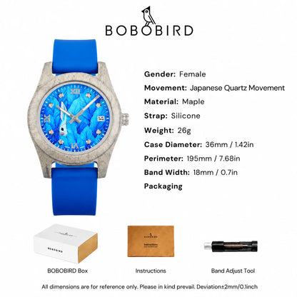 Women's Pink Wooden Watch Luxury Fashion Wristwatch Gift for Girls Elegant Quartz Watch with Silicone Strap Support Dropship