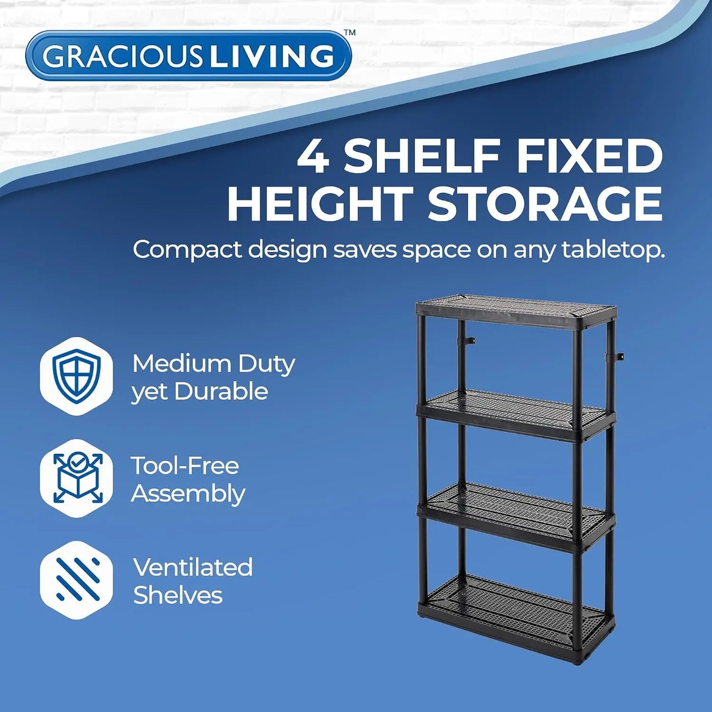 4 Shelf Fixed Height Ventilated Medium Duty Storage Unit 14 x 32 x 54.5" Organizer System for Home, Garage, Basement, &, Custom