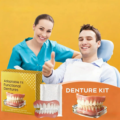 Dentures Full Set Natural Upper Lower Braces Silicone Denture Set for Men Women Instant Confident Fake Tooth Oral Hygiene Care
