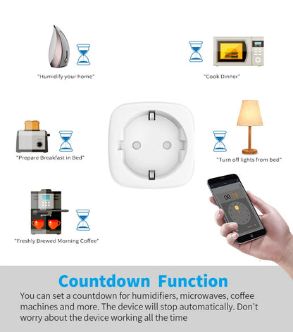 Smart Plug WiFi Socket EU 16A/20A With Power Monitor Timing Function Tuya app Smart Life APP Works With Alexa Google Home