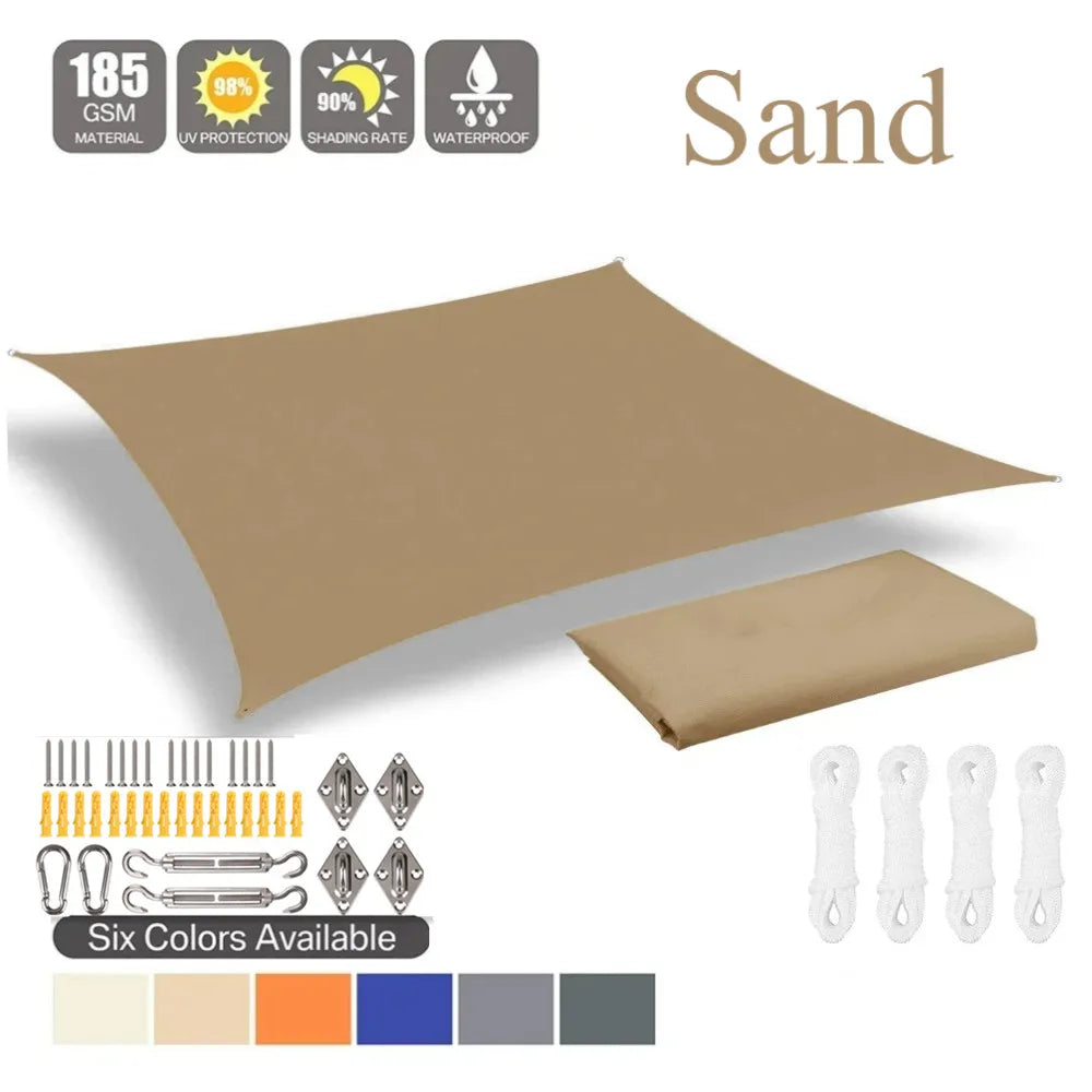 2x3/3x4/4x5/5x6M Sun Shade Sail Waterproof Outdoor Square Rectangle Garden Patio UV Block Party Canopy Pool Camp Awning Shelter