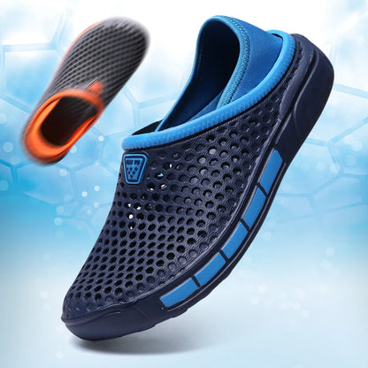 Men's Summer Sandals Clogs Casual Round Toe Slip on Outdoor Geometric Pattern Anti-slip Beach Hole Shoes Plus 46 47 Men Slippers