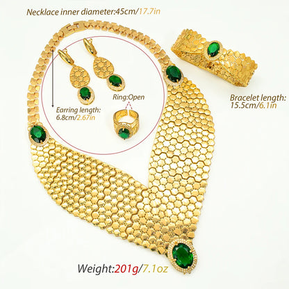 GZJPEI 2026 New Green Zircon Jewelry Set Luxury Wedding Jewelry Accessories For Women Mother's Day Gift Valentine's Day Gift