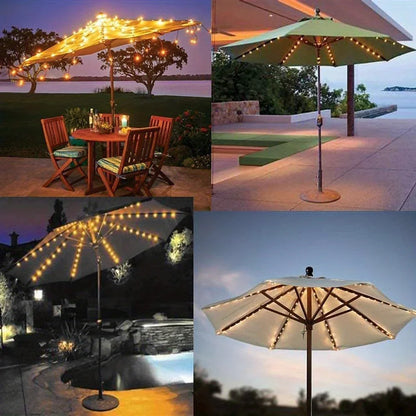 Solar Patio Umbrella Lights 8 Modes String Lights with Clip Waterproof Light for Outdoor Lighting Deck Garden Party Decoration