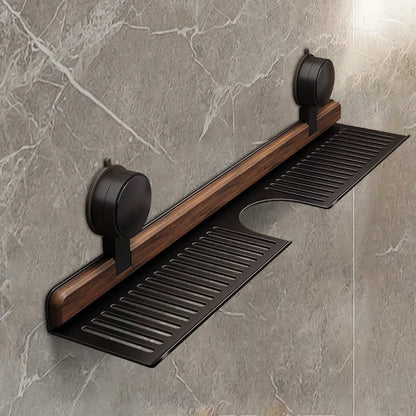 Walnut Suction Cup Bathroom Shelf No Drilling Faucet Organizer Rack Over Faucet Sink Rack Bathroom Accessories