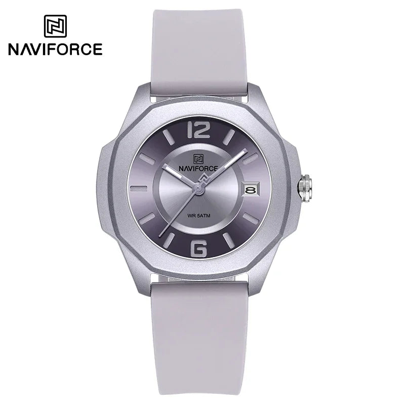 NAVIFORCE NF7107 Watch for Women Silicone Strap Classic Fashion 5ATM Waterproof Ladies Elegant Watch