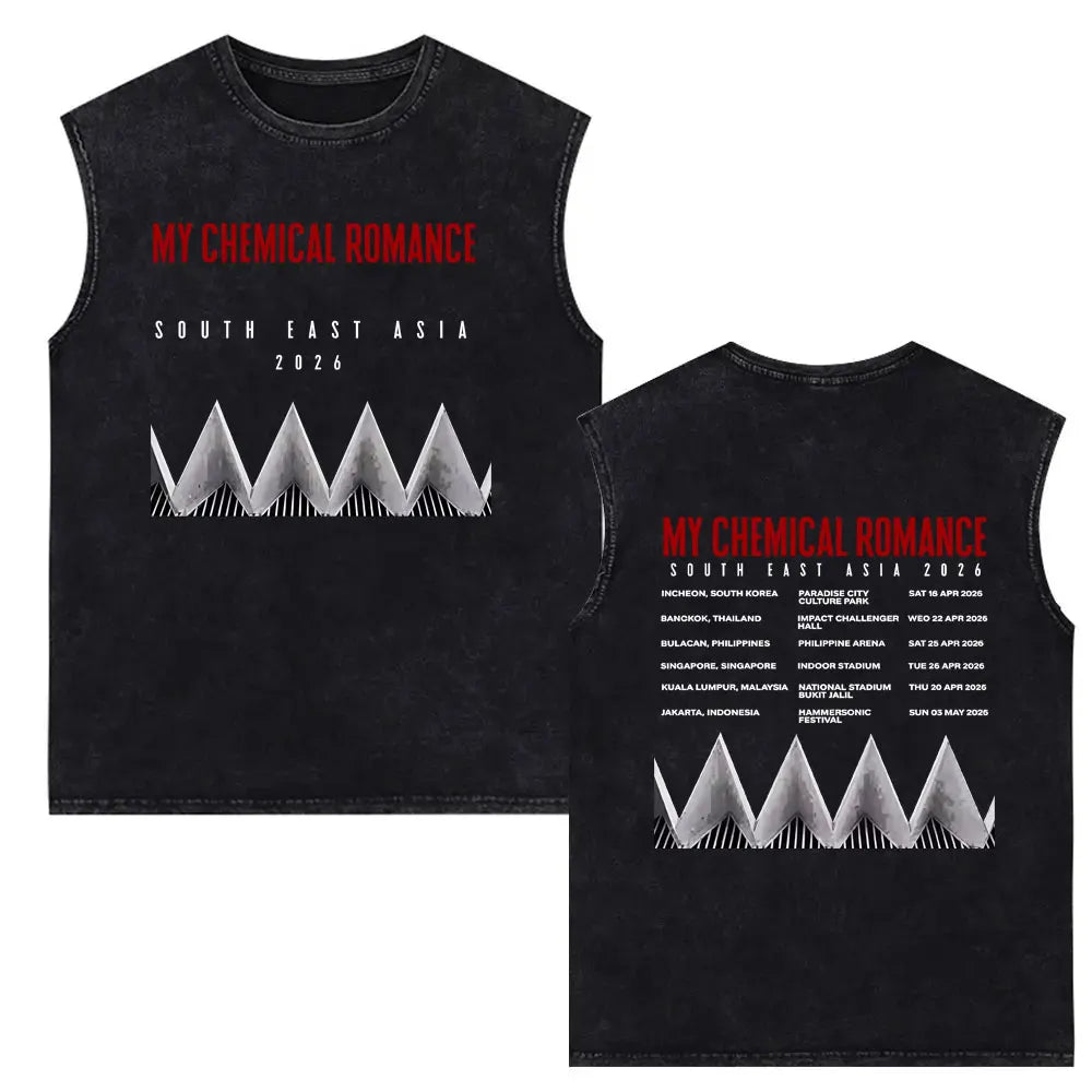 My Chemical Romance Vintage Washed Tank Tops Three Cheers for Sweet Revenge Sleeveless Vest Men Retro Punk Emo Rock Band T-shirt