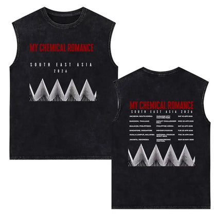My Chemical Romance Vintage Washed Tank Tops Three Cheers for Sweet Revenge Sleeveless Vest Men Retro Punk Emo Rock Band T-shirt