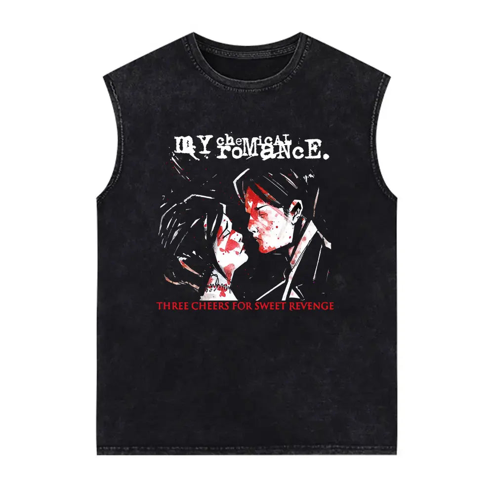 My Chemical Romance Vintage Washed Tank Tops Three Cheers for Sweet Revenge Sleeveless Vest Men Retro Punk Emo Rock Band T-shirt