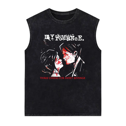My Chemical Romance Vintage Washed Tank Tops Three Cheers for Sweet Revenge Sleeveless Vest Men Retro Punk Emo Rock Band T-shirt