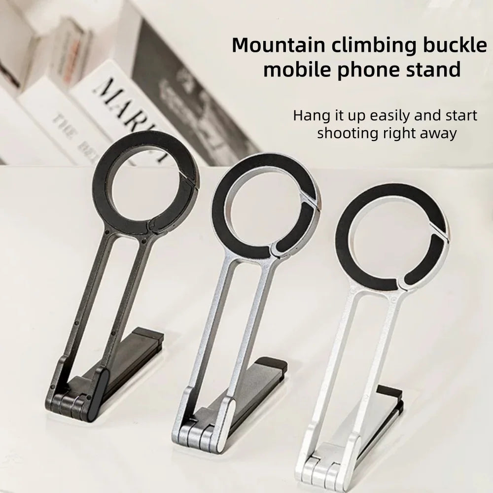 Portable Foldable Phone Tripod Carabiner-Mounted for Magsafe Phone Dual-sided Magnetic Phone Bracket for Live Streaming Selfie