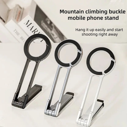 Portable Foldable Phone Tripod Carabiner-Mounted for Magsafe Phone Dual-sided Magnetic Phone Bracket for Live Streaming Selfie