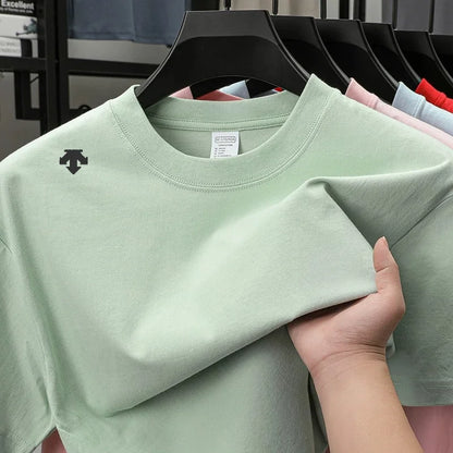 High end sports men's round neck short sleeved T-shirt brand embroidered top summer new 100% cotton comfortable casual T-shirt